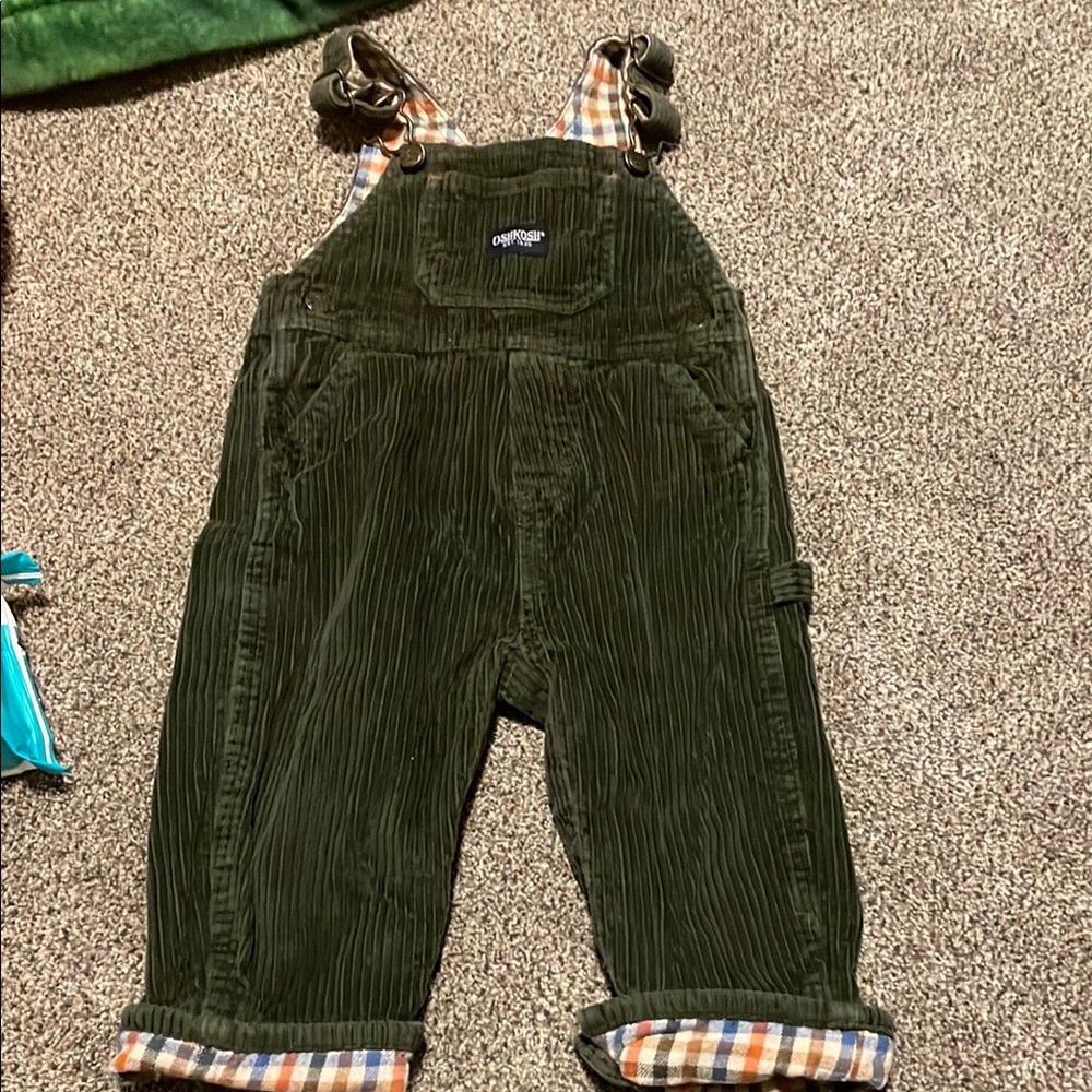 Kids Green Corduroy Overalls